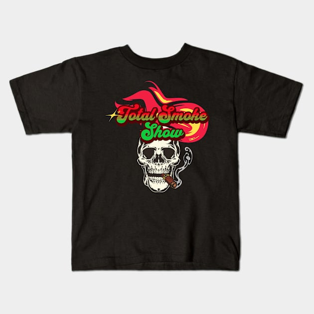 Total Smoke Show Smoking Skull Kids T-Shirt by EPIC TEES